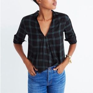 Madewell Wrap Front Palma Plaid top blouse